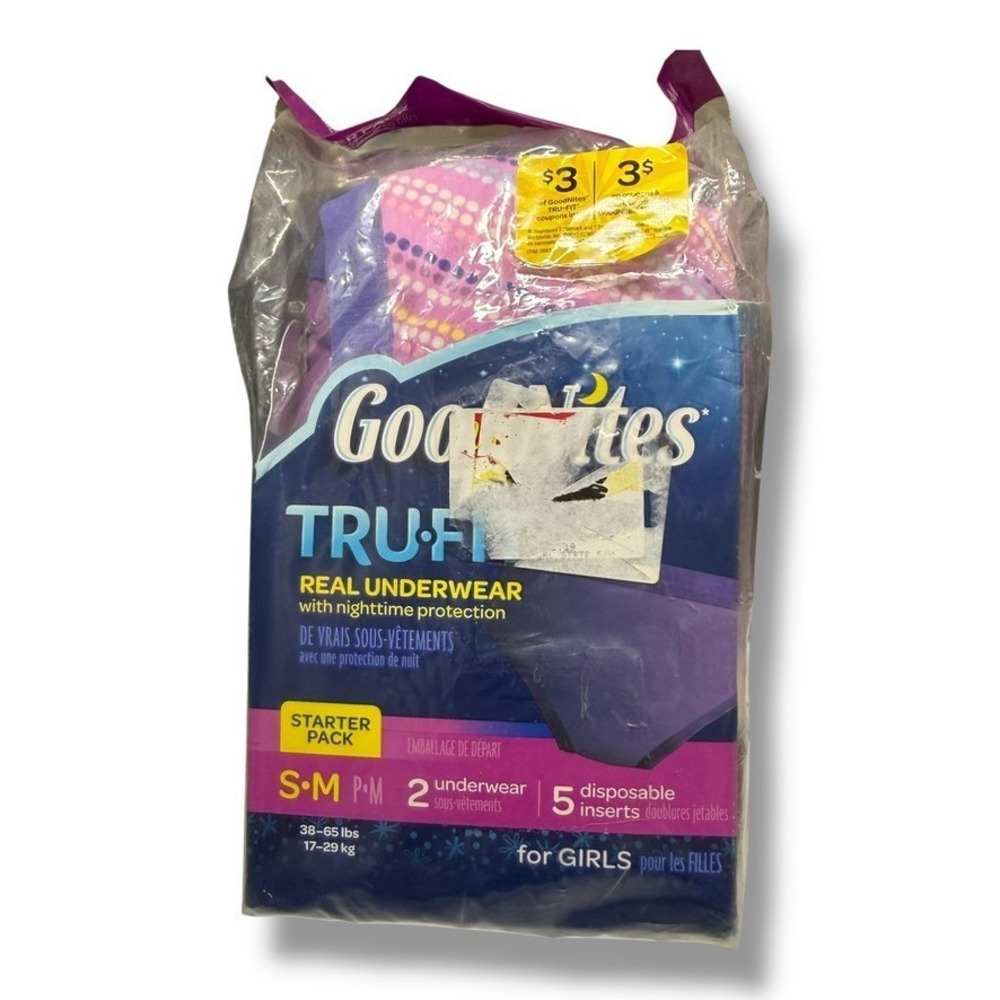 Goodnites TRU-FIT Underwear w/ Nighttime Protection Starter Pack-Girls S/M